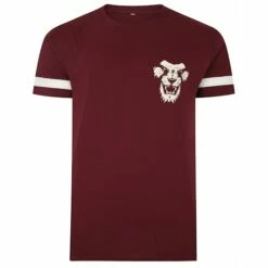 Bigdude Cut & Sew Lion Print T-Shirt Burgundy