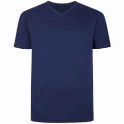 Bigdude Plain V-Neck T-Shirt Navy
