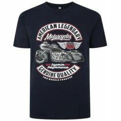 Bigdude Motorcycle Print T-Shirt Navy
