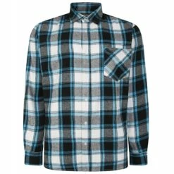 Bigdude Long Sleeve Check Flannel Shirt Light Blue