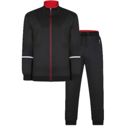 Bigdude Tricot Funnel Neck Tracksuit Black