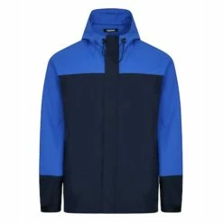 Bigdude Contrast Panel Showerproof Hooded Jacket Navy