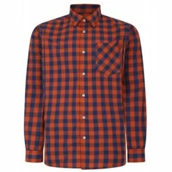 Bigdude Gingham Long Sleeve Shirt Orange