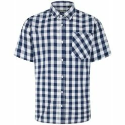 Bigdude Gingham Short Sleeve Shirt Navy