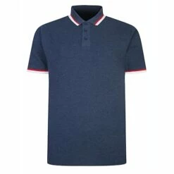 Bigdude Contrast Pique Polo Shirt Dark Denim
