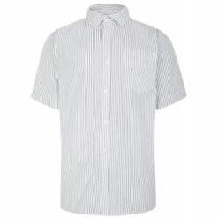 Bigdude Striped Short Sleeve Shirt Grey/White