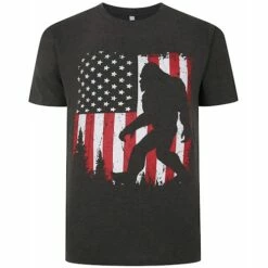 Bigdude Stars & Stripes Print T-Shirt Charcoal