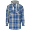 Bigdude Hooded Check Flannel Shirt Blue