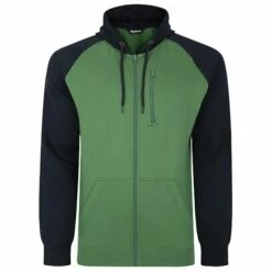 Bigdude Contrast Raglan Full Zip Hoody Deep Green/Navy