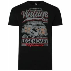 Bigdude Vintage Car Print T-Shirt Black