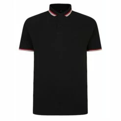 Bigdude Contrast Pique Polo Shirt Black