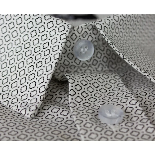 Bigdude Short Sleeve Cotton Woven Abstract Design Shirt White/Back - Image 4