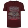 Bigdude Vintage Car Print T-Shirt Burgundy