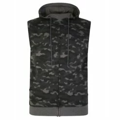 Bigdude Hooded Camo Gilet Charcoal