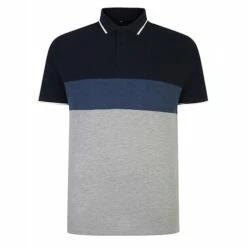 Bigdude Colour Block Pique Polo Shirt Navy