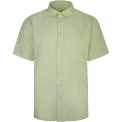 Bigdude Short Sleeve Milton Linen Summer Shirt Lime Green