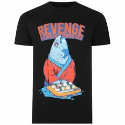 Bigdude Revenge Fish Print T-Shirt Black