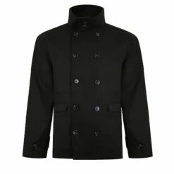 Bigdude Double Breasted Coat Black