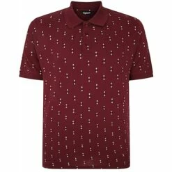 Bigdude Geometric Print Polo Shirt Burgundy