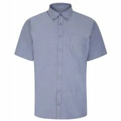 Bigdude Button Down Oxford Short Sleeve Shirt Royal Blue
