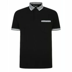 Bigdude Hounds Tooth Pique Polo Black