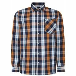 Bigdude Long Sleeve Check Shirt Orange
