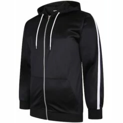 Bigdude Tricot Zip Up Hoody With Stripe Black