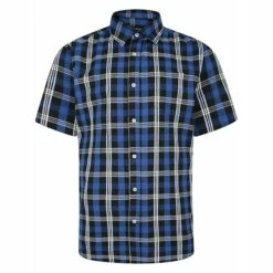 Bigdude Short Sleeve Check Shirt Blue