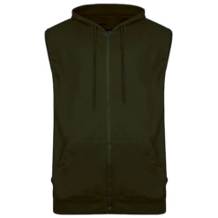 Bigdude Loop Back Sleeveless Hoody Khaki