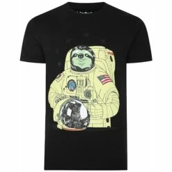 Bigdude Graphic Sloth Print T-Shirt Black