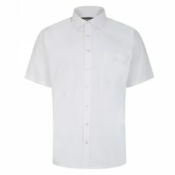 Bigdude Button Down Oxford Short Sleeve Shirt White