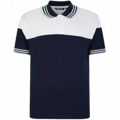Bigdude Cut & Sew Pique Polo Shirt Navy