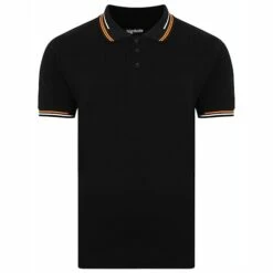 Bigdude Designer Tipped Polo Shirt Black