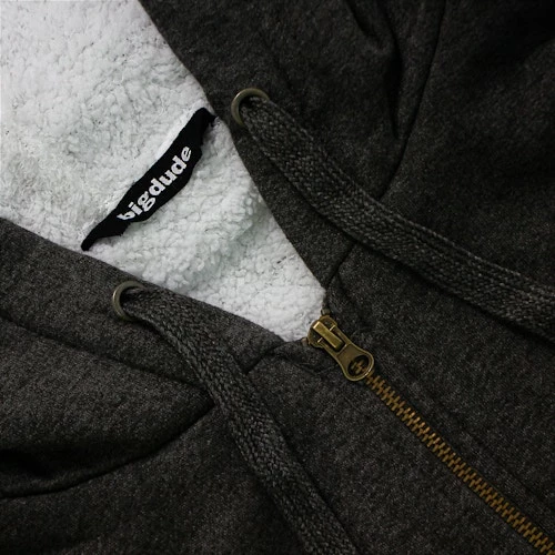 Bigdude Sherpa Lined Zip Hoody Charcoal - Image 3