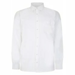 Bigdude Button Down Oxford Long Sleeve Shirt White