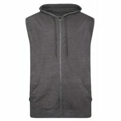 Bigdude Loop Back Sleeveless Hoody Charcoal