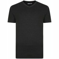 Bigdude Plain V-Neck T-Shirt Charcoal Marl