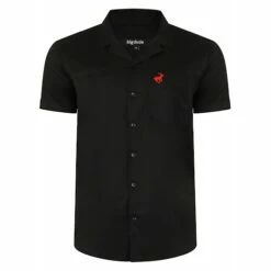 Bigdude Relaxed Collar Short Sleeve Shirt Black
