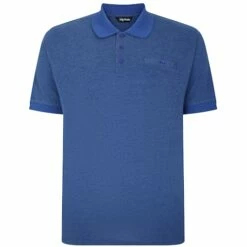 Bigdude Buttoned Pocket Polo Shirt Royal Blue Marl