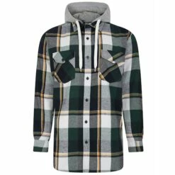 Bigdude Hooded Check Flannel Shirt Green