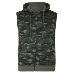 Bigdude Hooded Camo Gilet Khaki
