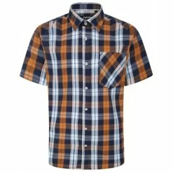 Bigdude Short Sleeve Check Shirt Orange