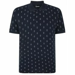 Bigdude Geometric Print Polo Shirt Navy