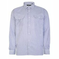 Bigdude Long Sleeve Shirt With Chest Pockets Navy/White