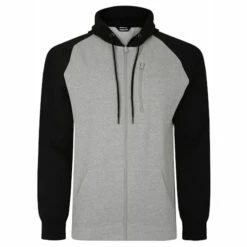 Bigdude Contrast Raglan Full Zip Hoody Grey Marl/Black