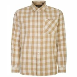 Bigdude Summer Long Sleeve Flannel Shirt Beige