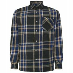 Bigdude Long Sleeve Check Flannel Shirt Royal Blue