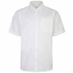 Bigdude Short Sleeve Linen Woven Shirt White