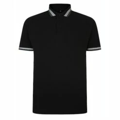 Bigdude Jacquard Contrast Pique Polo Shirt Black