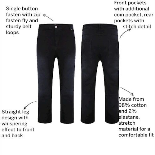 Bigdude Whispering Stretch Jeans Black Wash - Image 3